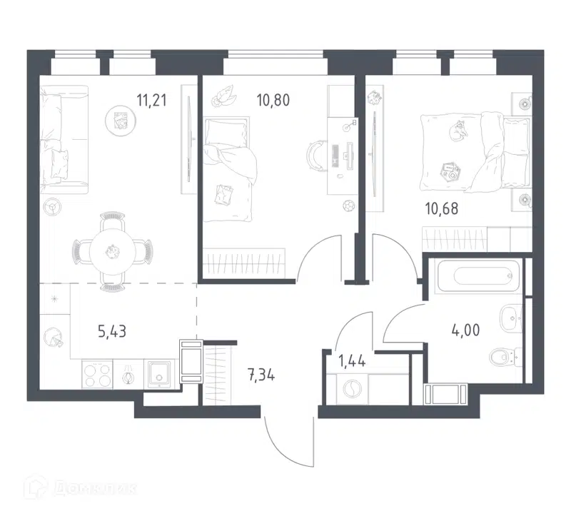 2-комнатная квартира 50.9 м² Большое Путилково