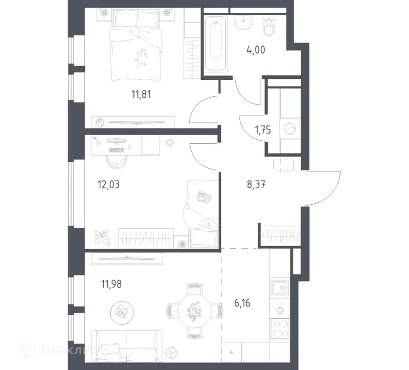 2-комнатная квартира 56.1 м² Большое Путилково