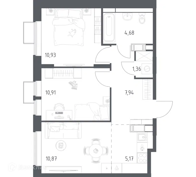 2-комнатная квартира 51.86 м² Большое Путилково