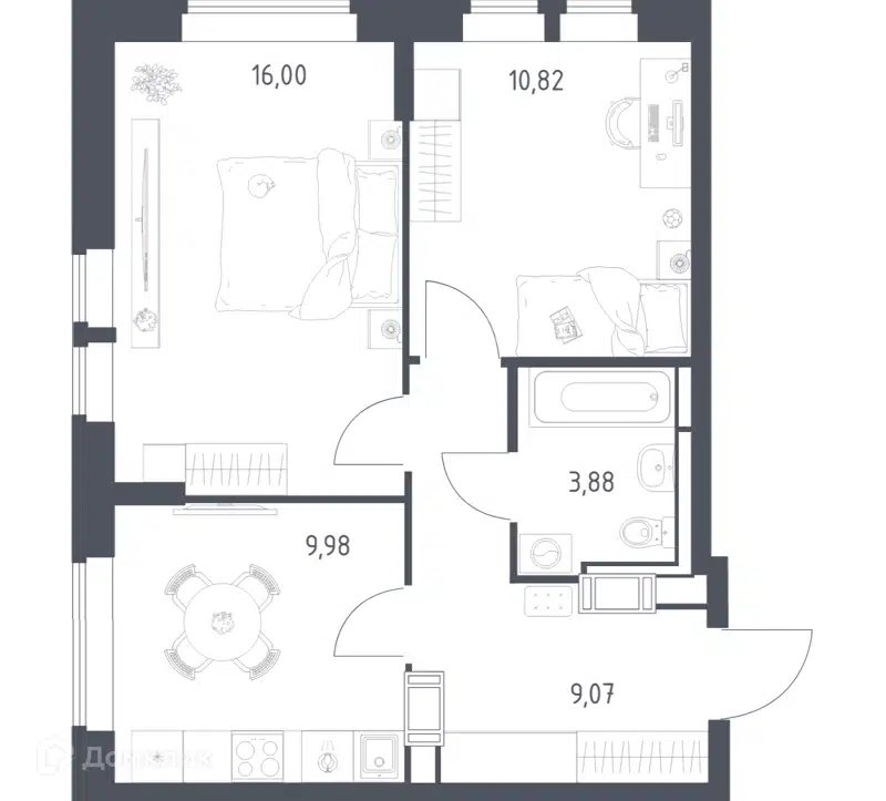 2-комнатная квартира 49.75 м² Большое Путилково