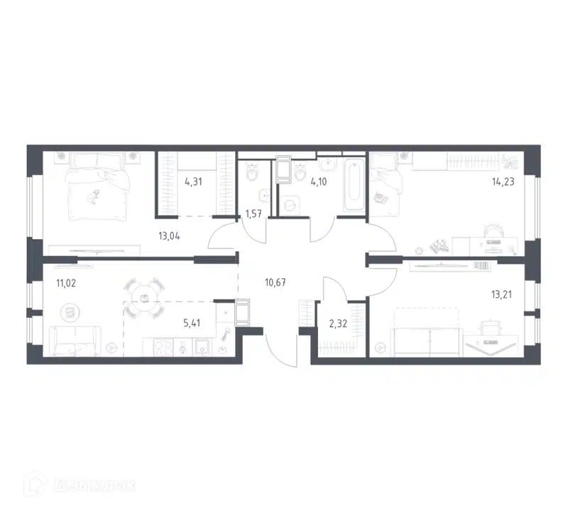 3-комнатная квартира 79.88 м² Большое Путилково