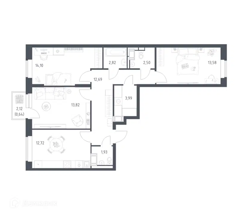 3-комнатная квартира 78.79 м² Большое Путилково