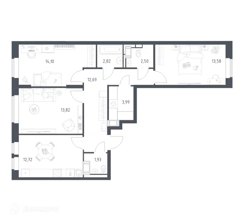 3-комнатная квартира 78.15 м² Большое Путилково