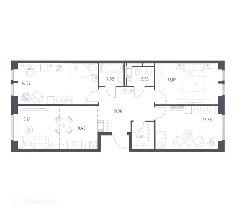 3-комнатная квартира 80.21 м² Большое Путилково