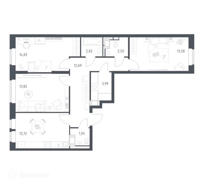 3-комнатная квартира 78.08 м² Большое Путилково