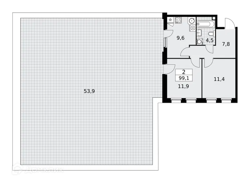 2-комнатная квартира 99.1 м² Скандинавия