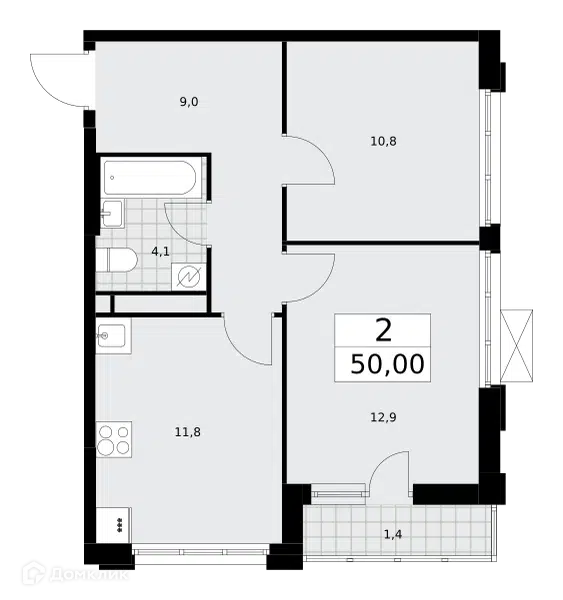 2-комнатная квартира 50 м² Скандинавия