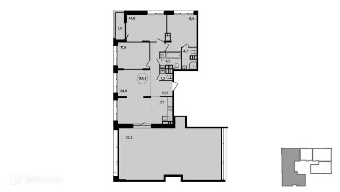 4-комнатная квартира 118.7 м² Скандинавия