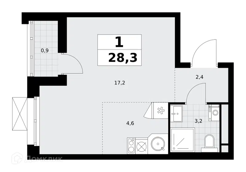 Студия 28.3 м² Родные кварталы