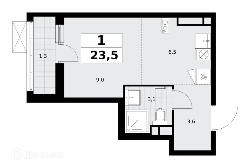 Студия 23.5 м² Родные кварталы