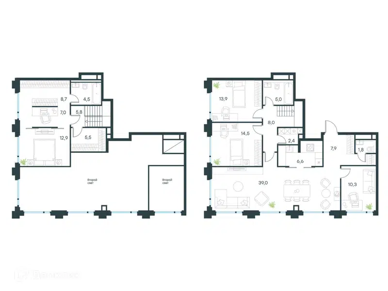 5-комнатная квартира 153.8 м² Левел Бауманская