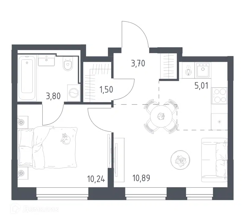 1-комнатная квартира 35.14 м² Квартал Домашний