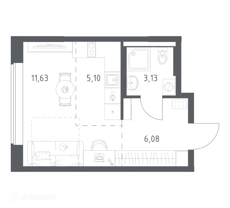 1-комнатная квартира 25.94 м² Большое Юрлово