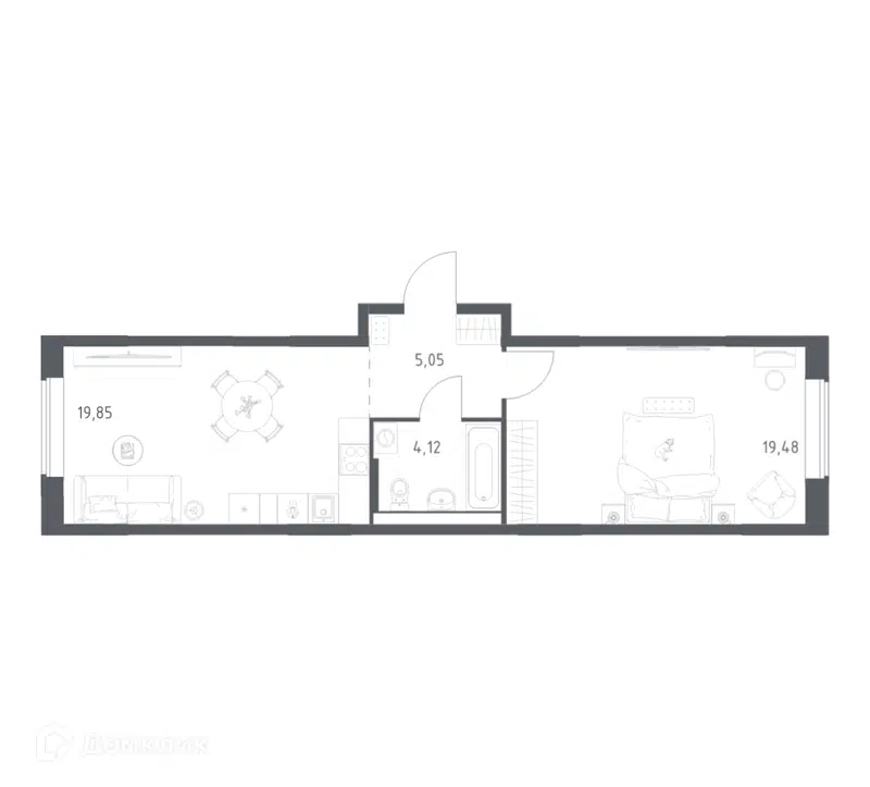 1-комнатная квартира 48.5 м² Большое Юрлово