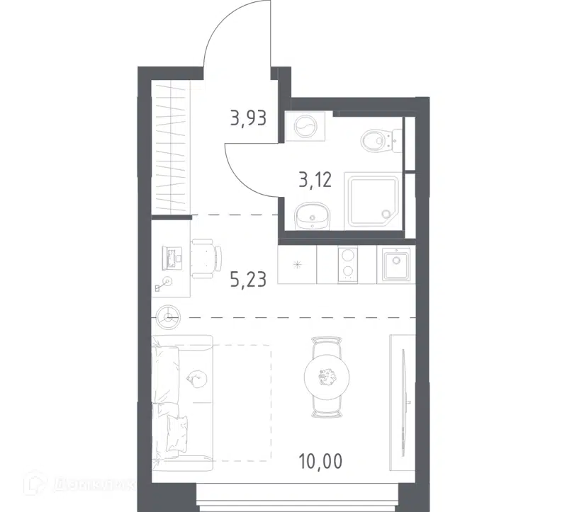 1-комнатная квартира 22.28 м² Большое Юрлово