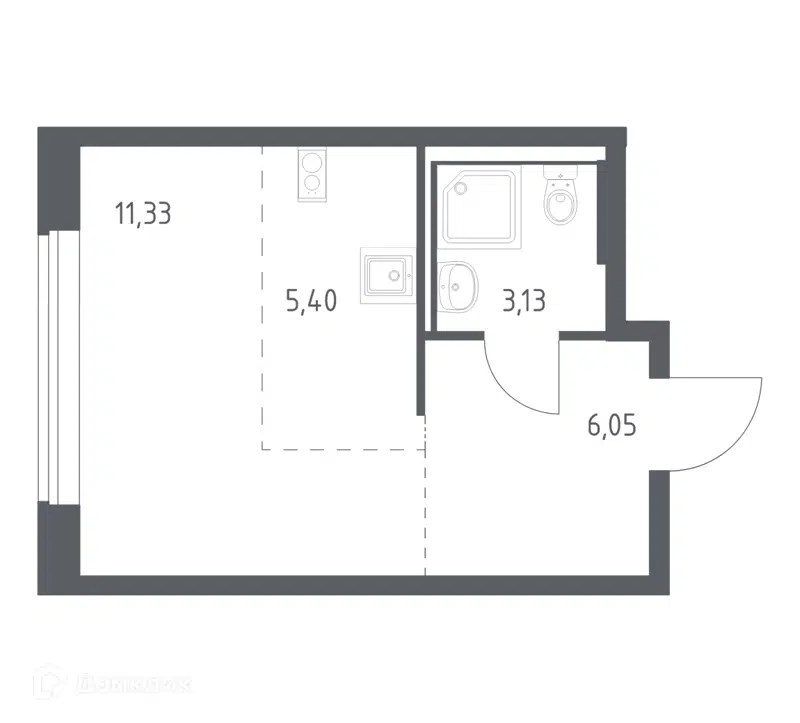 1-комнатная квартира 25.91 м² Большое Юрлово