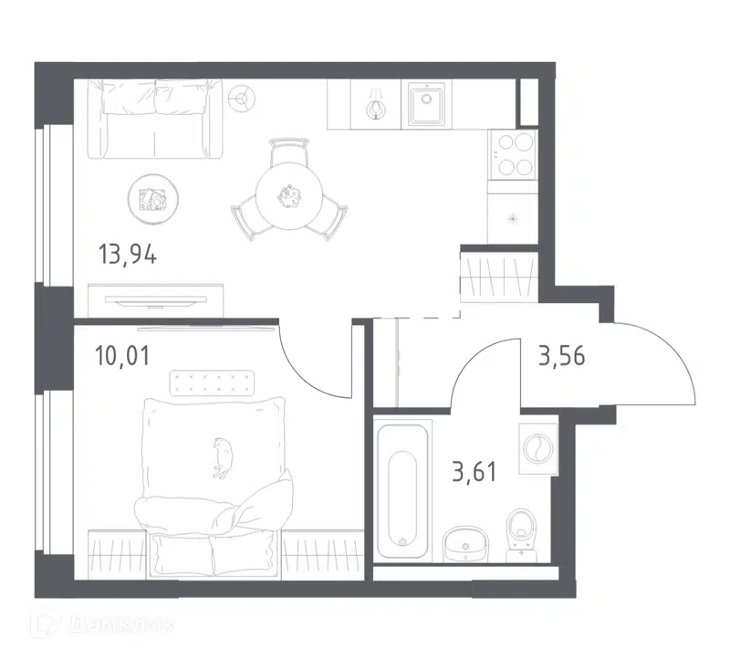 1-комнатная квартира 31.12 м² Большое Юрлово