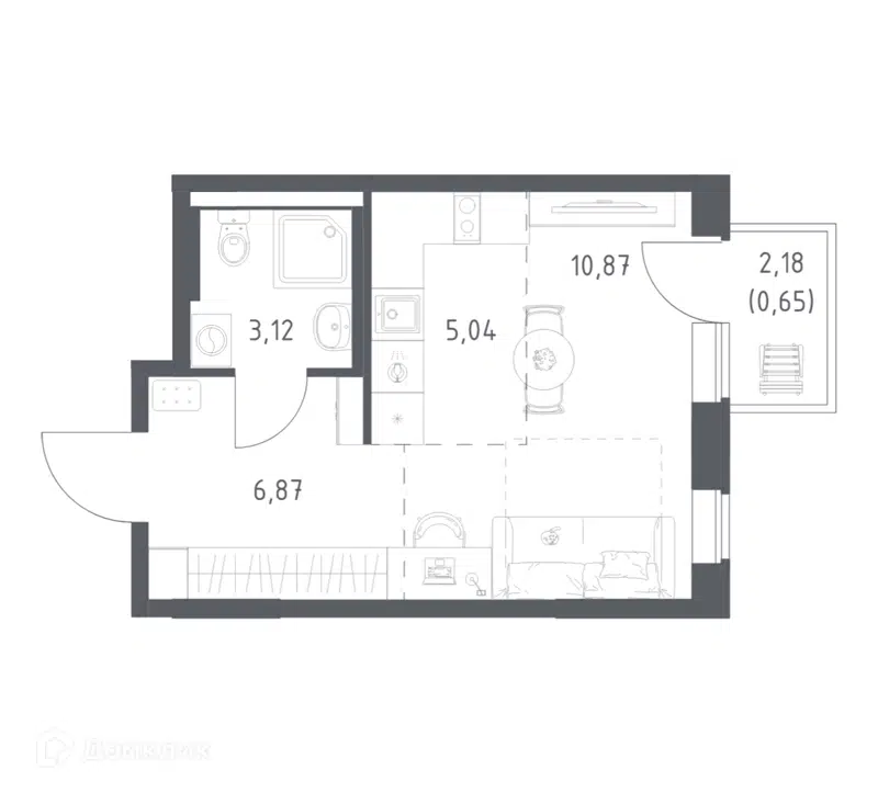 1-комнатная квартира 26.55 м² Большое Юрлово