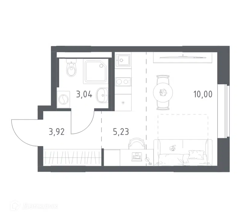 1-комнатная квартира 22.19 м² Большое Юрлово