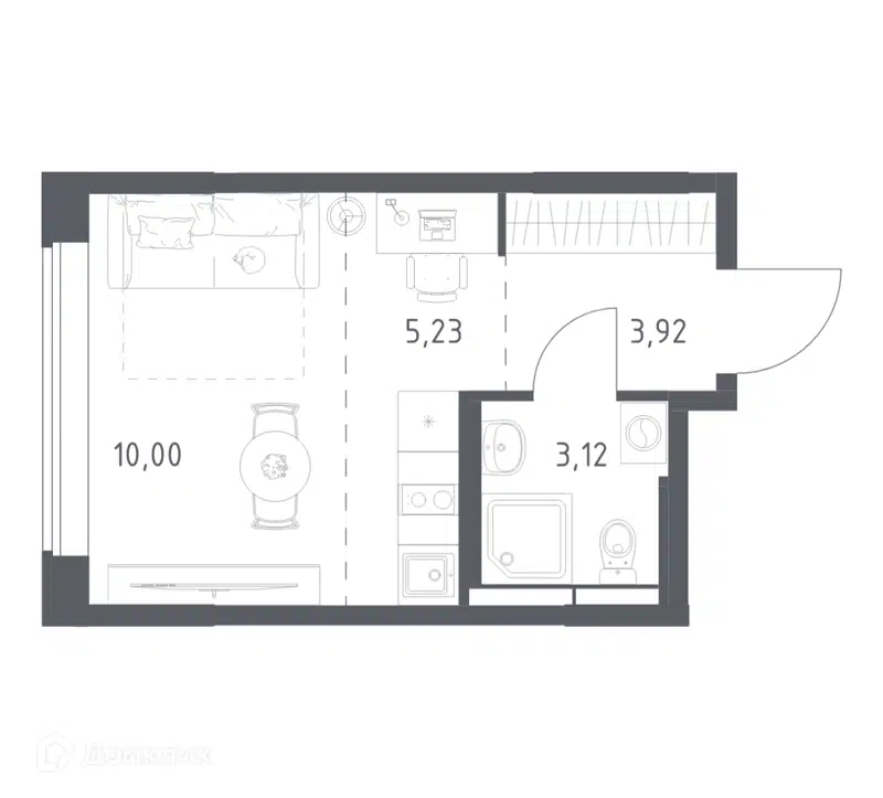 1-комнатная квартира 22.27 м² Большое Юрлово
