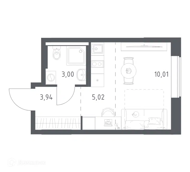 1-комнатная квартира 21.97 м² Большое Юрлово