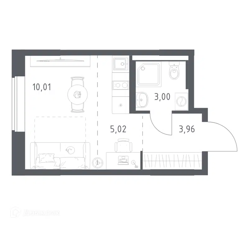 1-комнатная квартира 21.99 м² Большое Юрлово