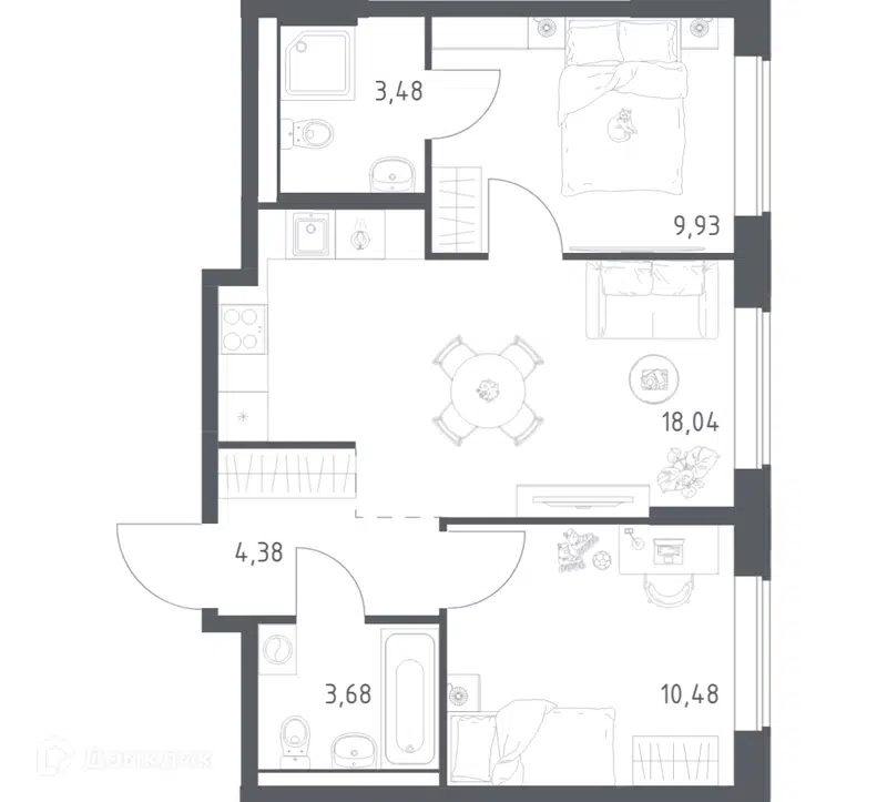 2-комнатная квартира 49.99 м² Большое Юрлово