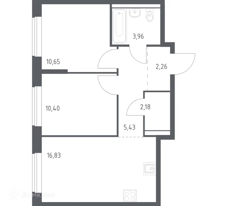 2-комнатная квартира 51.34 м² Большое Юрлово