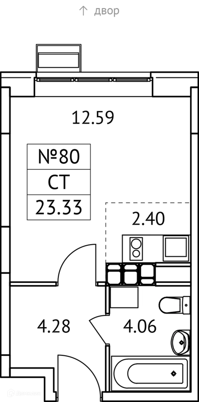 Студия 23 м² Новотомилино