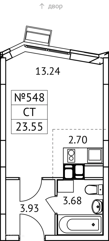 Студия 24 м² Новотомилино