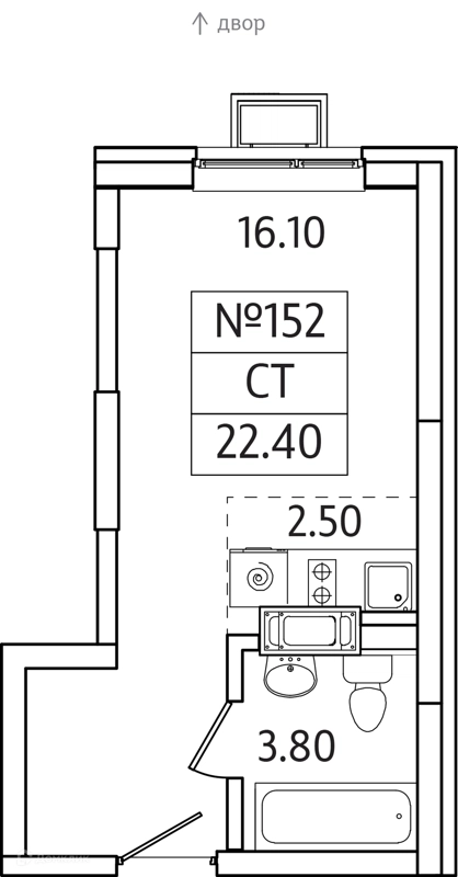 Студия 22 м² Видный Берег 2.0