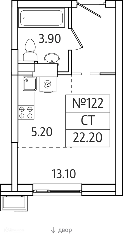 Студия 22 м² Видный Берег 2.0