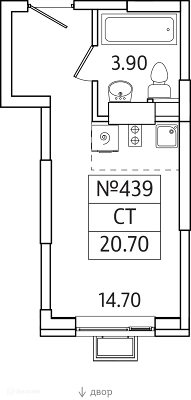 Студия 21 м² Видный Берег 2.0