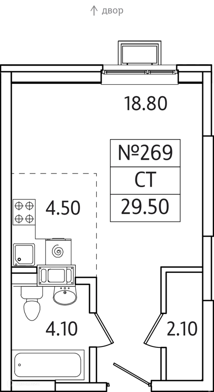 Студия 30 м² Видный Берег 2.0