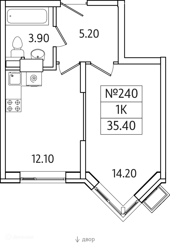 1-комнатная квартира 35 м² Видный Берег 2.0