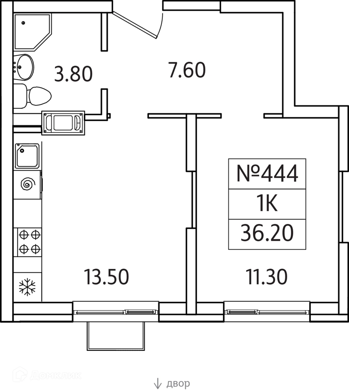 1-комнатная квартира 36 м² Видный Берег 2.0