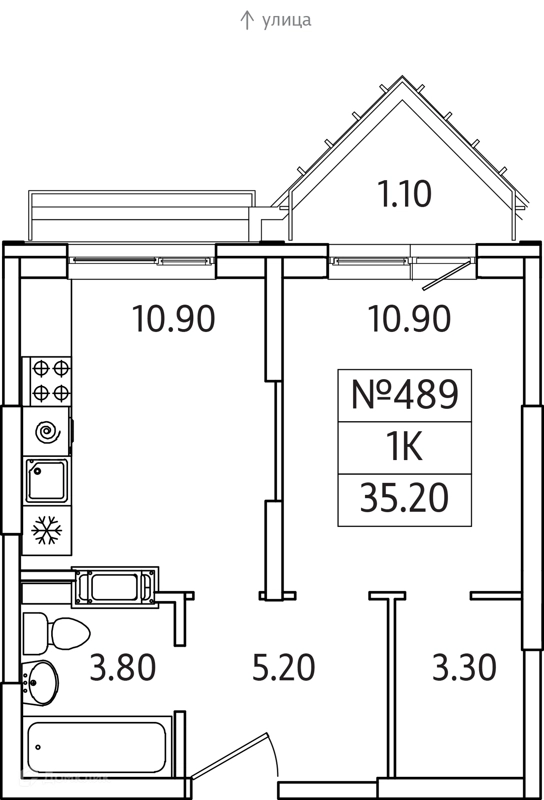 1-комнатная квартира 35 м² Видный Берег 2.0