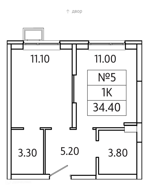 1-комнатная квартира 34 м² Видный Берег 2.0