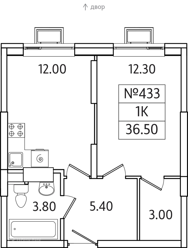 1-комнатная квартира 37 м² Видный Берег 2.0