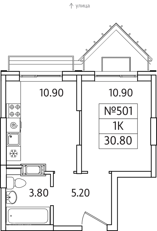 1-комнатная квартира 31 м² Видный Берег 2.0