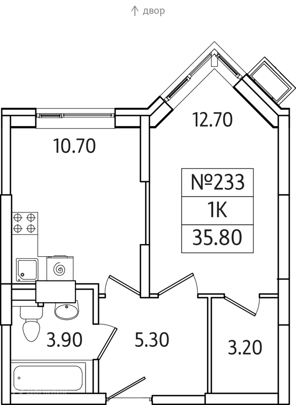 1-комнатная квартира 36 м² Видный Берег 2.0