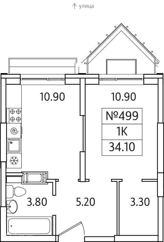 1-комнатная квартира 34 м² Видный Берег 2.0