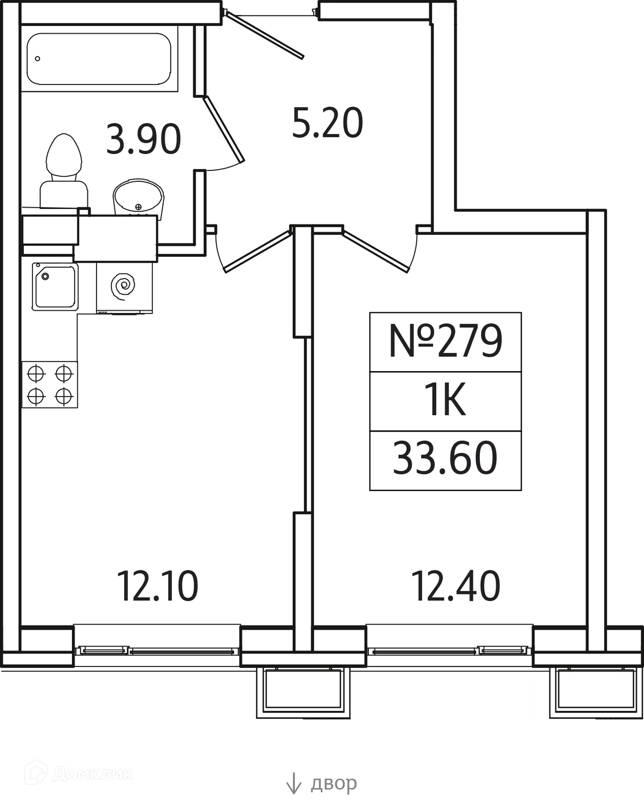 1-комнатная квартира 34 м² Видный Берег 2.0