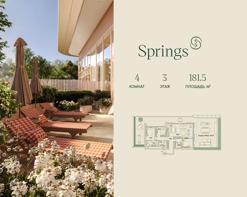 4-комнатная квартира 181.5 м² Springs