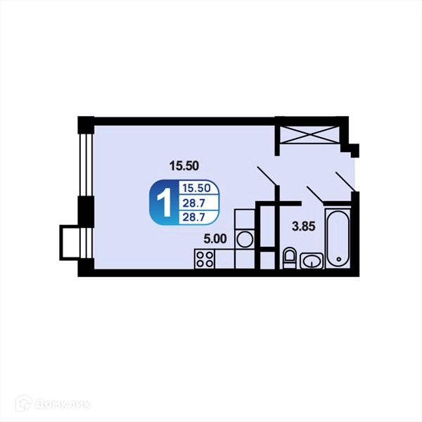 Студия 28.7 м² Краснофлотский