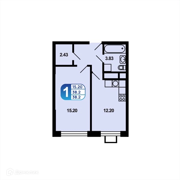 1-комнатная квартира 38.2 м² Краснофлотский
