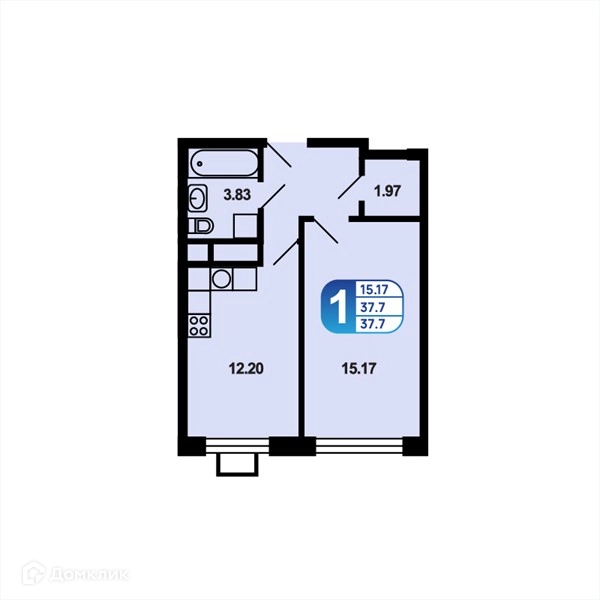 1-комнатная квартира 37.7 м² Краснофлотский