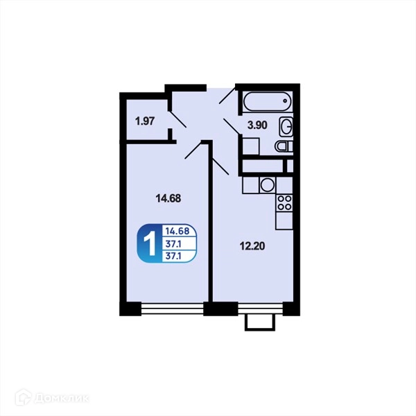 1-комнатная квартира 37.1 м² Краснофлотский