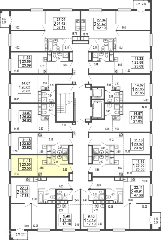 1-комнатная квартира 24.1 м² Гармония парк
