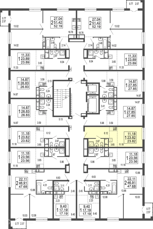 1-комнатная квартира 24.3 м² Гармония парк